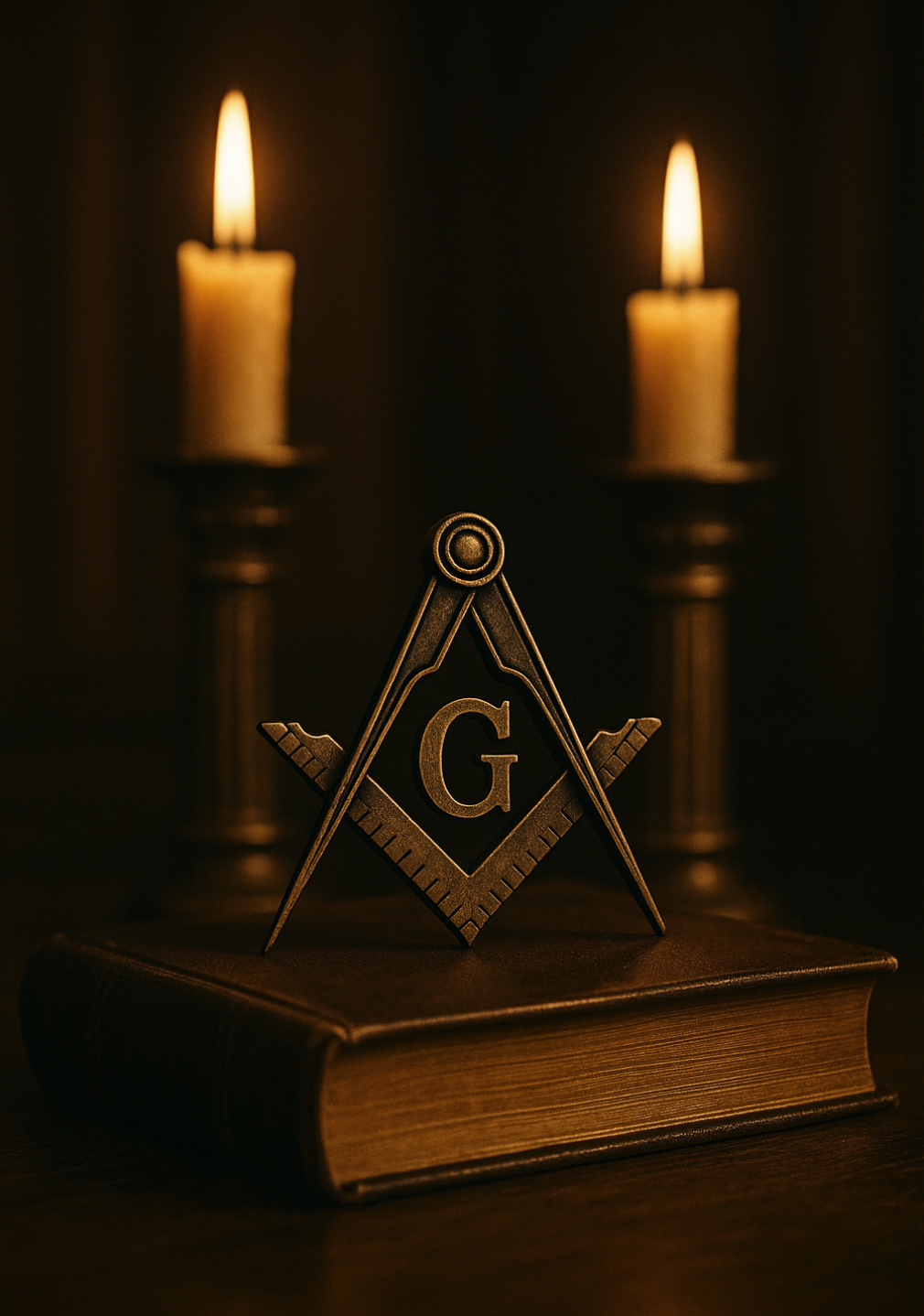 Compas et équerre utilisés comme symboles en franc-maçonnerie sur un autel de loge